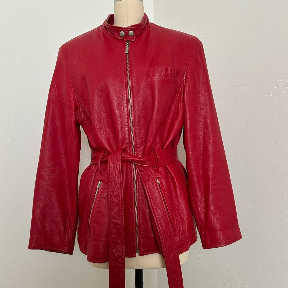 Vintage Red Leather Jacket | Fits L /Oversized M